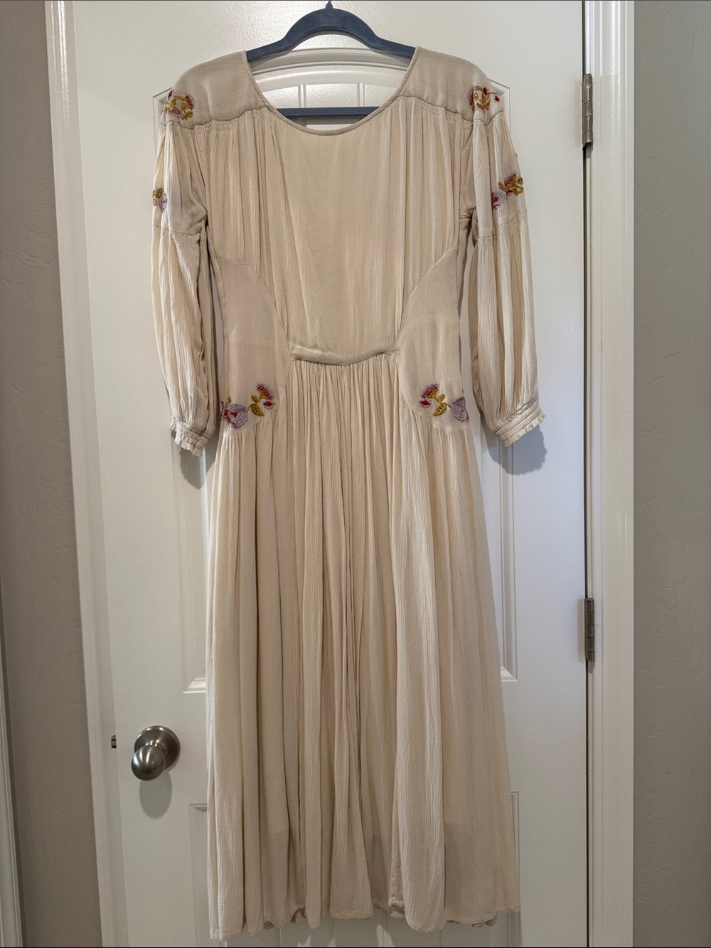 Free People Day Glow Embroidered Button Front Midi Dress Ivory - Picture 5 of 8